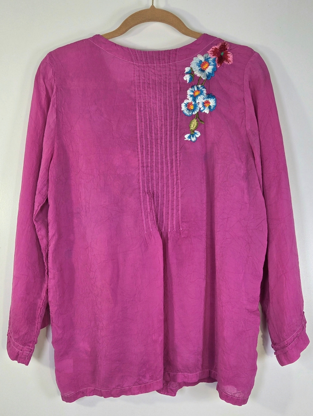 Johnny Was Magenta Embroidered Floral Tunic - Picture 3 of 5